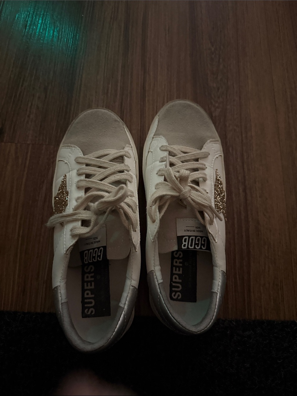 Golden Goose White Sneakers with Gold Glitter Star
